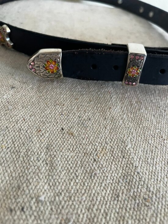 TLF Woman Beautiful Blindly Floral Rhinestone/Silver Tone Leather Western Belt main image 10